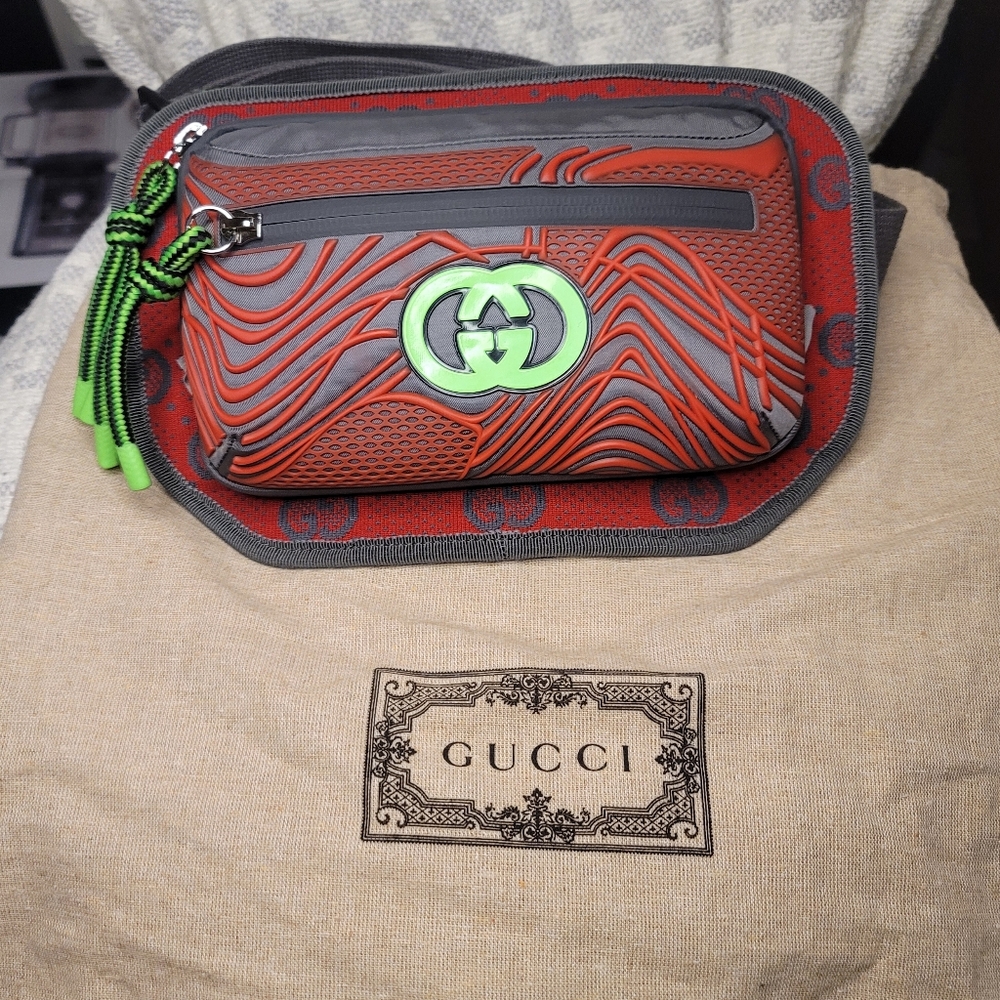 Gucci Red and Gray Unisex Belt Bag